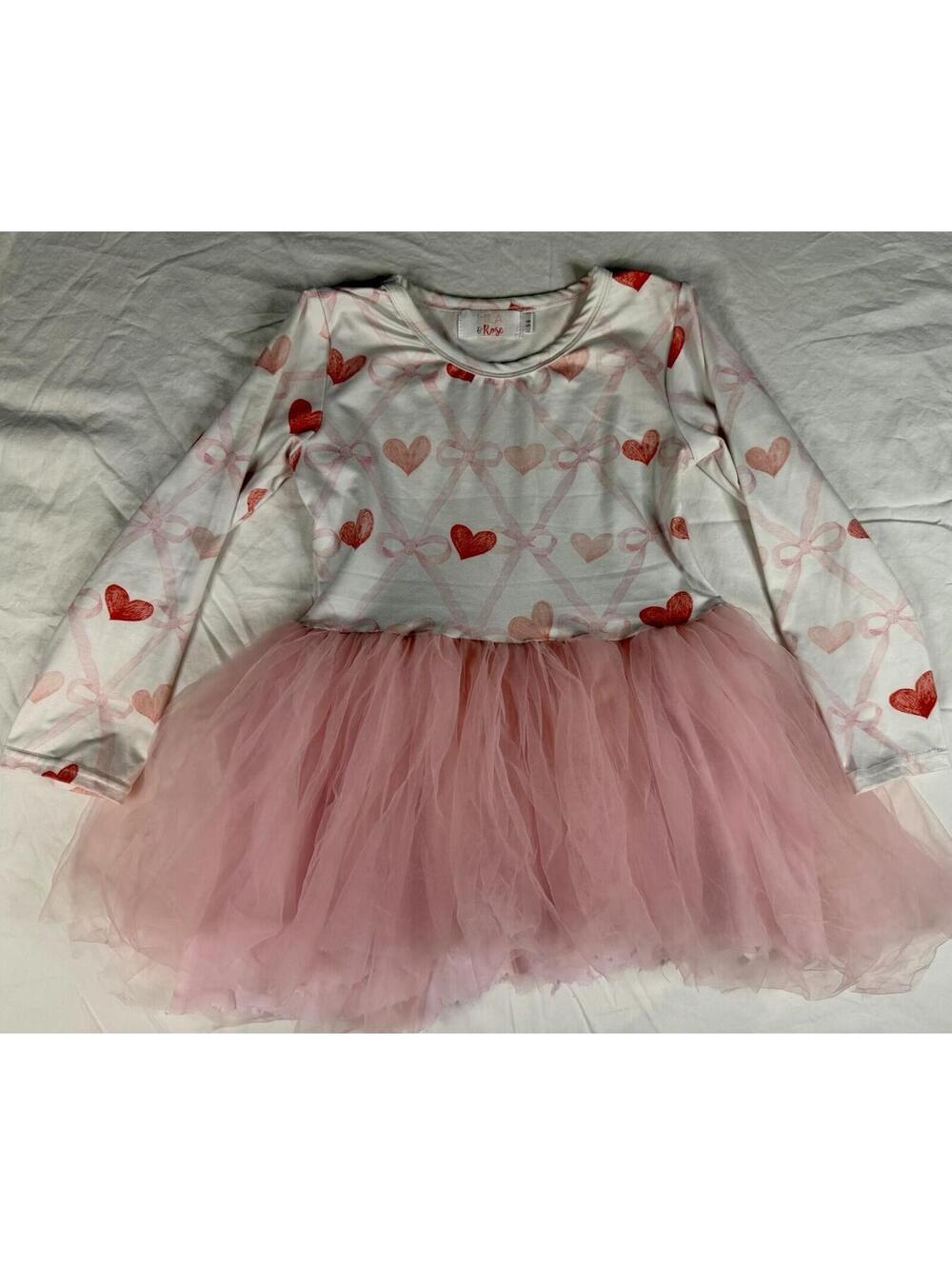 💕🎀 MIA Rose Hearts & Bows Tutu Dress 5–6 🎀💕